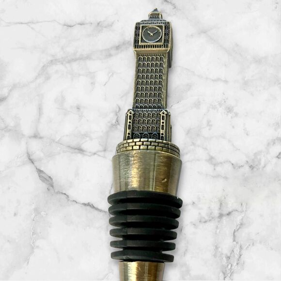 British Charm Wine Stopper - Big Ben Clock Bottle Topper - Quirky Kitchen Decor - Picture 1 of 5